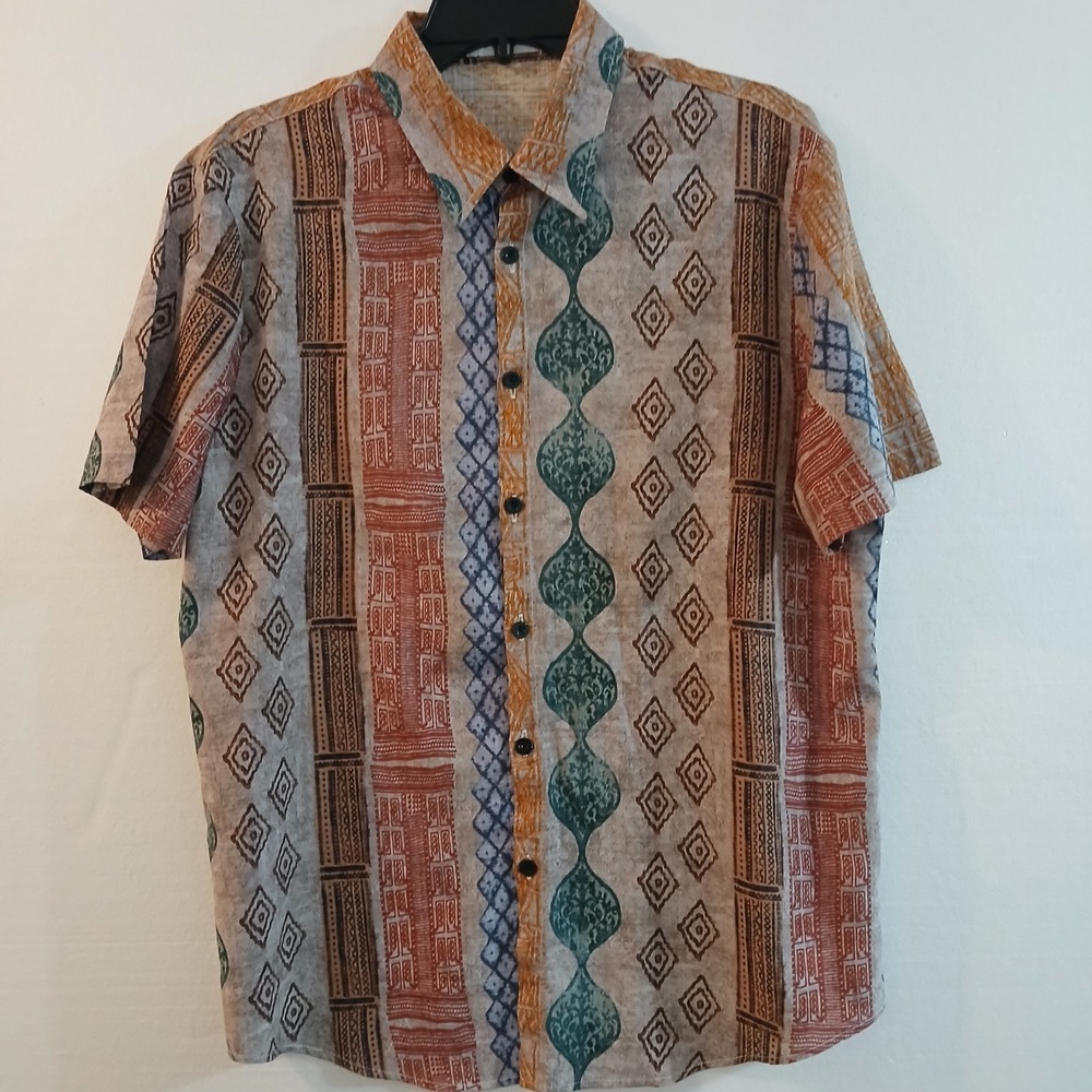 Vatpave Men Shirt Sz M Hawaiian Tropical Floral Short Sleeve Button up